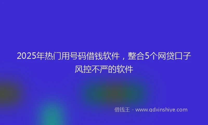 2025年热门用号码借钱软件，整合5个网贷口子风控不严的软件