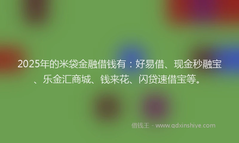 2025年的米袋金融借钱有：好易借、现金秒融宝、乐金汇商城、钱来花、闪贷速借宝等。