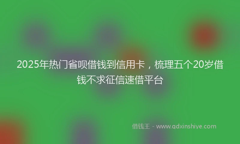 2025年热门省呗借钱到信用卡，梳理五个20岁借钱不求征信速借平台