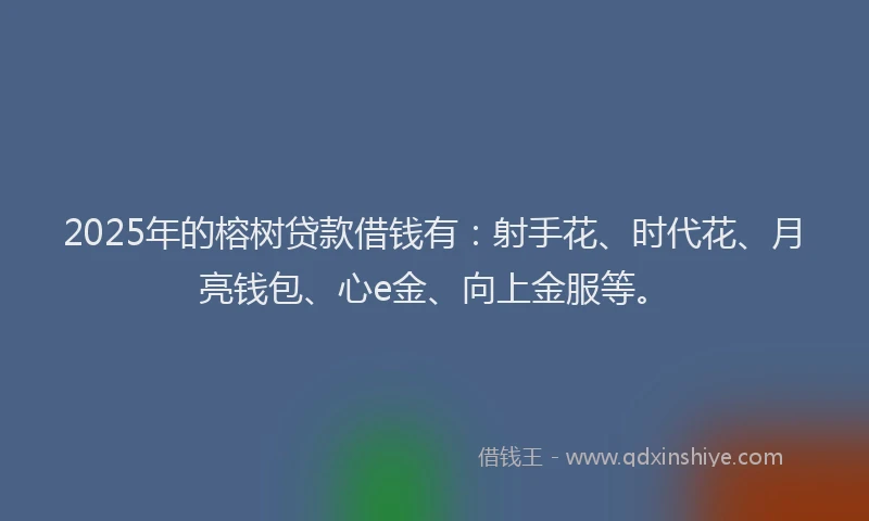 2025年的榕树贷款借钱有：射手花、时代花、月亮钱包、心e金、向上金服等。