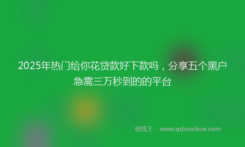 2025年热门给你花贷款好下款吗，分享五个黑户急需三万秒到的的平台