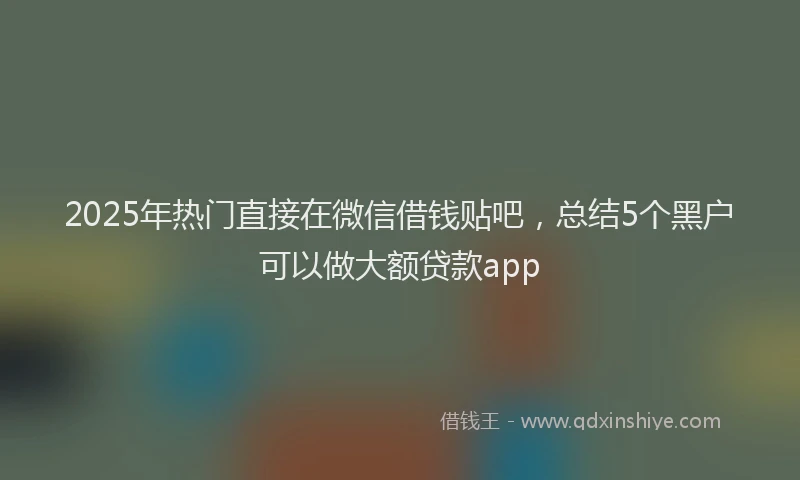 2025年热门直接在微信借钱贴吧，总结5个黑户可以做大额贷款app