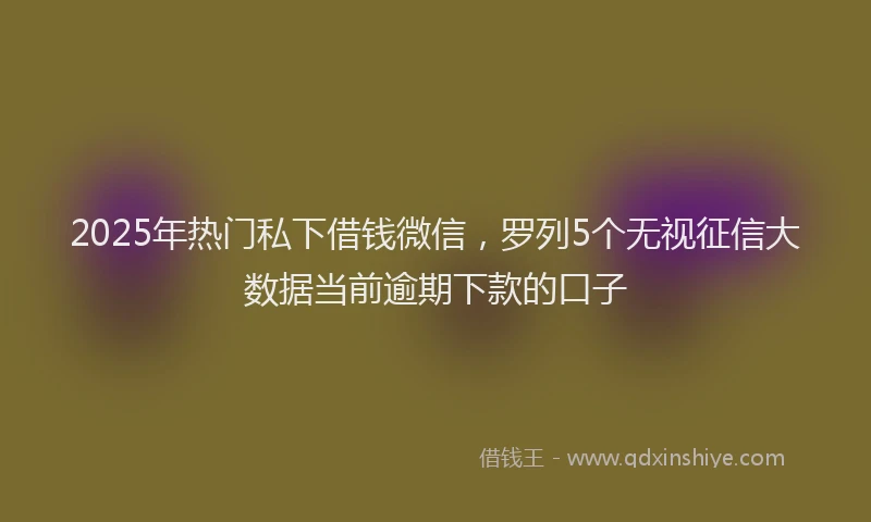 2025年热门私下借钱微信，罗列5个无视征信大数据当前逾期下款的口子