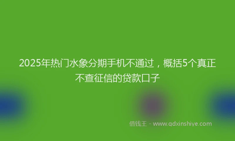 2025年热门水象分期手机不通过，概括5个真正不查征信的贷款口子