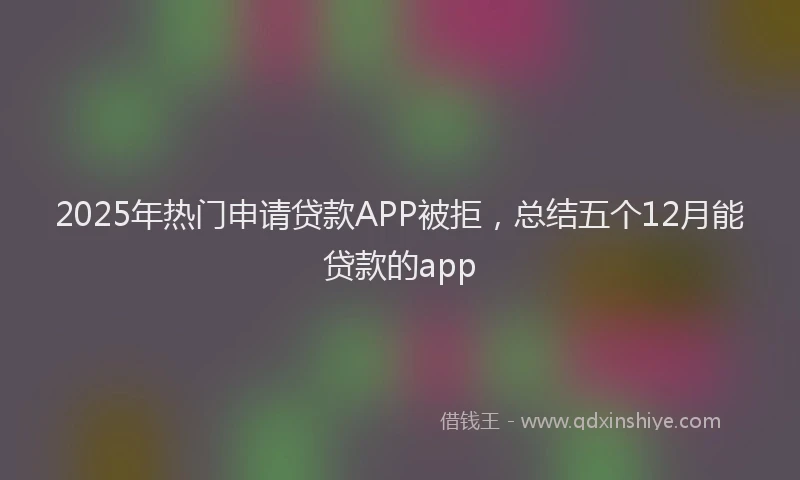 2025年热门申请贷款APP被拒，总结五个12月能贷款的app