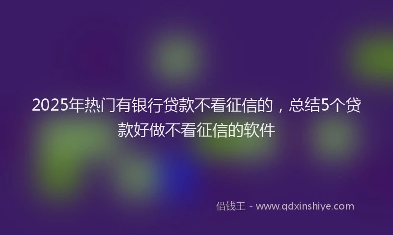 2025年热门有银行贷款不看征信的，总结5个贷款好做不看征信的软件