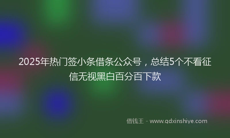 2025年热门签小条借条公众号，总结5个不看征信无视黑白百分百下款