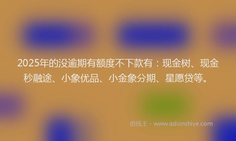 2025年的没逾期有额度不下款有：现金树、现金秒融途、小象优品、小金象分期、星愿贷等。