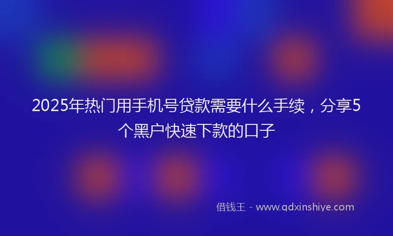 2025年热门用手机号贷款需要什么手续，分享5个黑户快速下款的口子