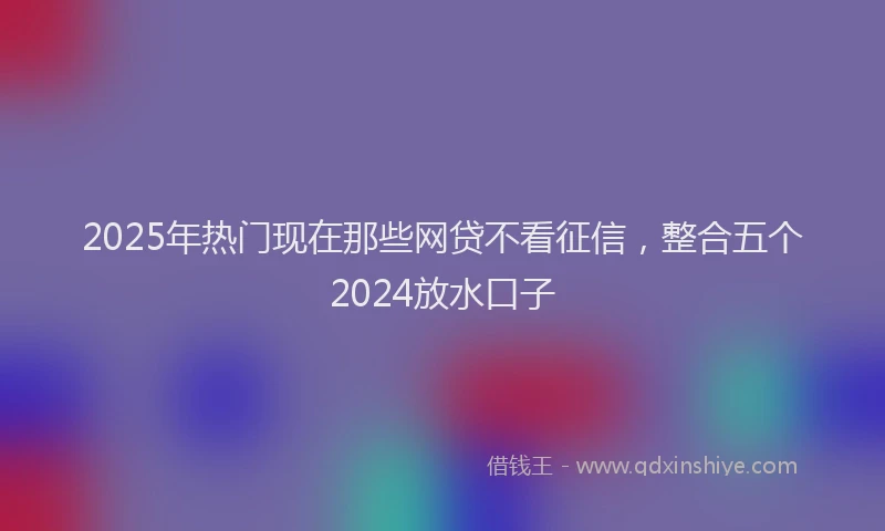 2025年热门现在那些网贷不看征信，整合五个2024放水口子