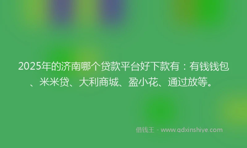 2025年的济南哪个贷款平台好下款有：有钱钱包、米米贷、大利商城、盈小花、通过放等。