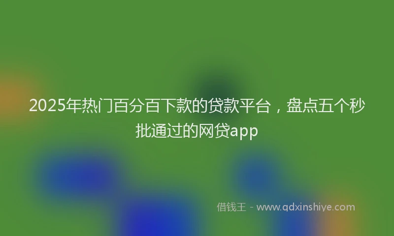2025年热门百分百下款的贷款平台，盘点五个秒批通过的网贷app