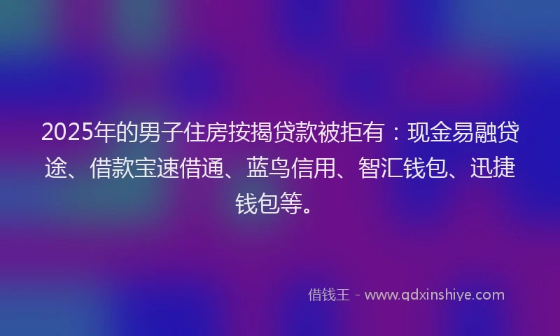 2025年的男子住房按揭贷款被拒有：现金易融贷途、借款宝速借通、蓝鸟信用、智汇钱包、迅捷钱包等。