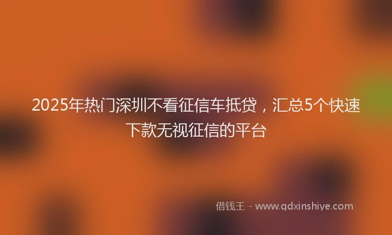 2025年热门深圳不看征信车抵贷，汇总5个快速下款无视征信的平台
