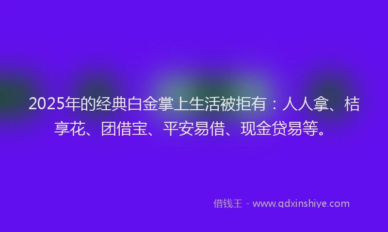 2025年的经典白金掌上生活被拒有：人人拿、桔享花、团借宝、平安易借、现金贷易等。