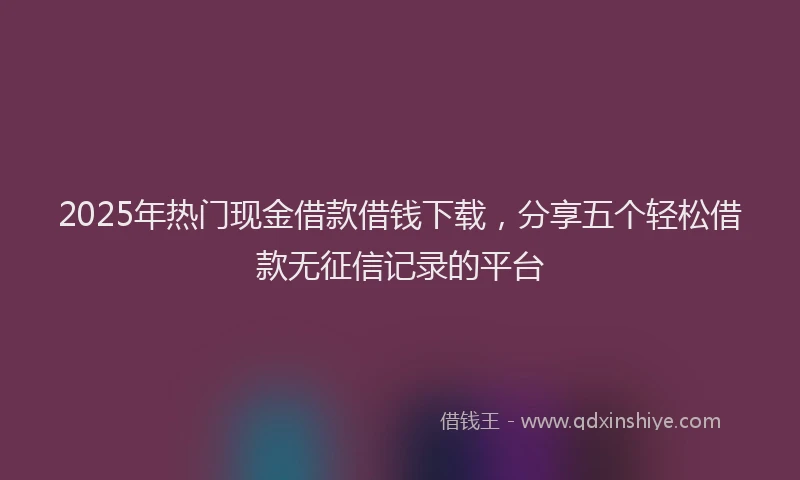 2025年热门现金借款借钱下载，分享五个轻松借款无征信记录的平台