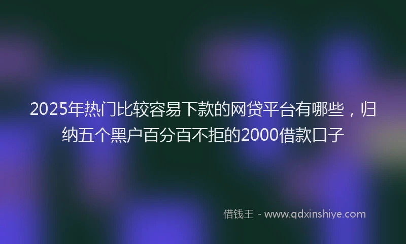 2025年热门比较容易下款的网贷平台有哪些，归纳五个黑户百分百不拒的2000借款口子