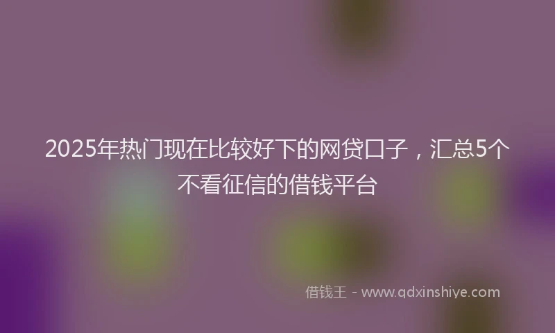 2025年热门现在比较好下的网贷口子，汇总5个不看征信的借钱平台