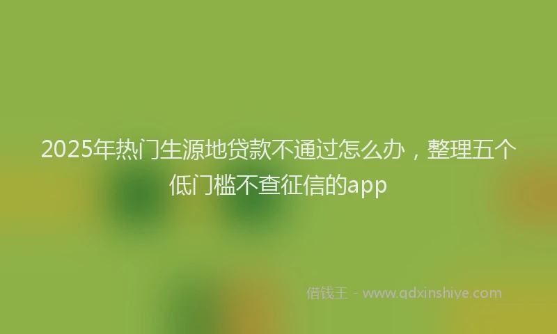 2025年热门生源地贷款不通过怎么办，整理五个低门槛不查征信的app