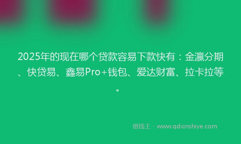 2025年的现在哪个贷款容易下款快有：金瀛分期、快贷易、鑫易Pro+钱包、爱达财富、拉卡拉等。