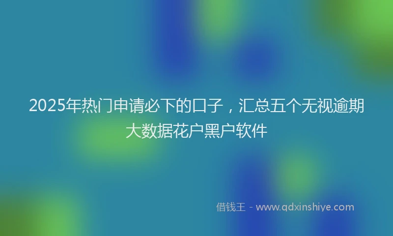 2025年热门申请必下的口子，汇总五个无视逾期大数据花户黑户软件