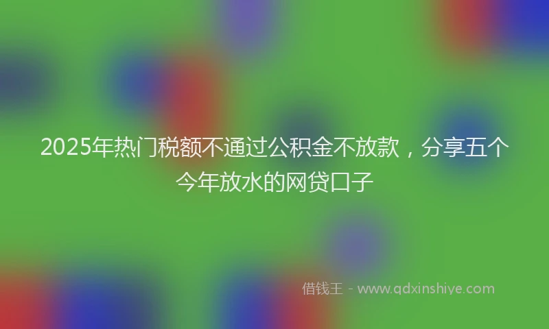 2025年热门税额不通过公积金不放款，分享五个今年放水的网贷口子