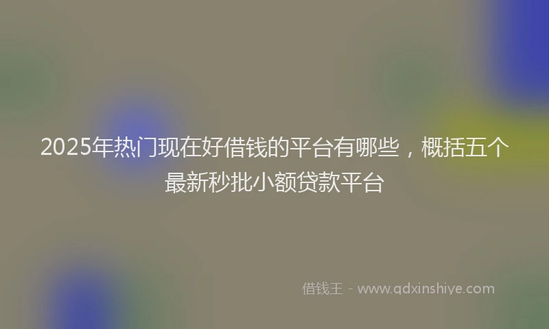 2025年热门现在好借钱的平台有哪些，概括五个最新秒批小额贷款平台
