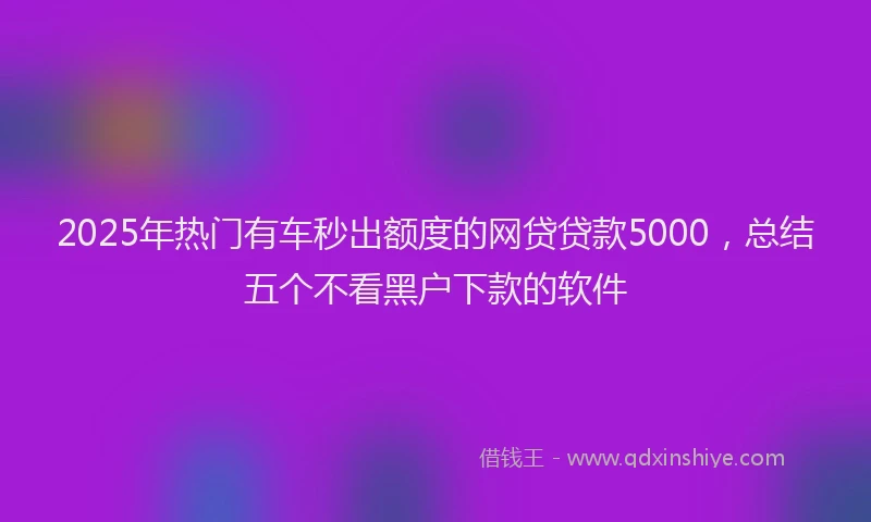 2025年热门有车秒出额度的网贷贷款5000，总结五个不看黑户下款的软件