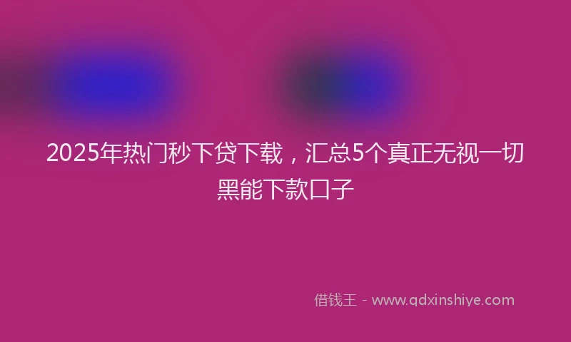 2025年热门秒下贷下载，汇总5个真正无视一切黑能下款口子