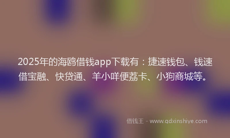 2025年的海鸥借钱app下载有：捷速钱包、钱速借宝融、快贷通、羊小咩便荔卡、小狗商城等。