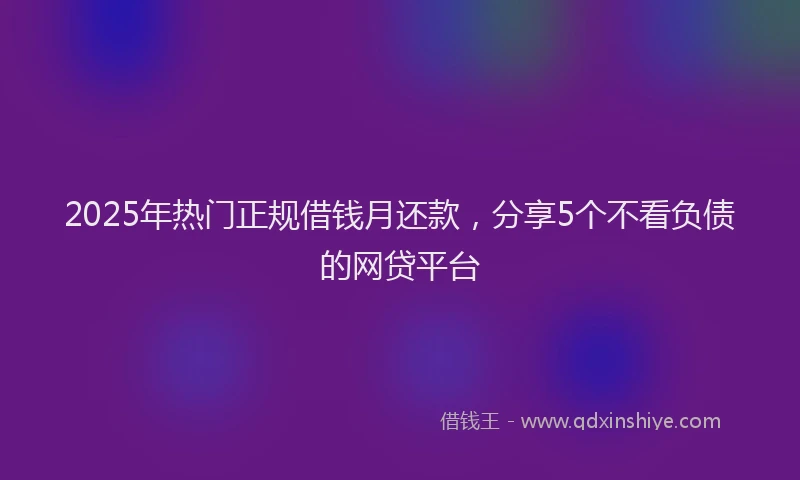 2025年热门正规借钱月还款，分享5个不看负债的网贷平台