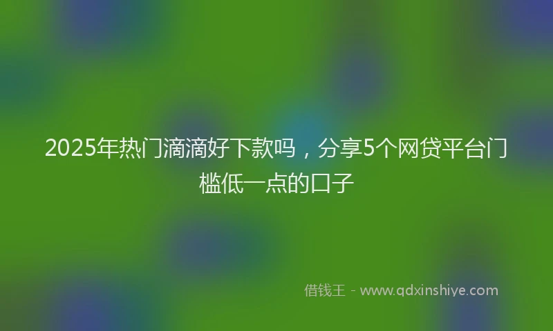 2025年热门滴滴好下款吗，分享5个网贷平台门槛低一点的口子