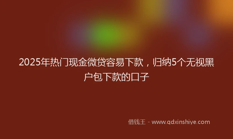 2025年热门现金微贷容易下款，归纳5个无视黑户包下款的口子