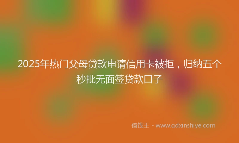 2025年热门父母贷款申请信用卡被拒，归纳五个秒批无面签贷款口子