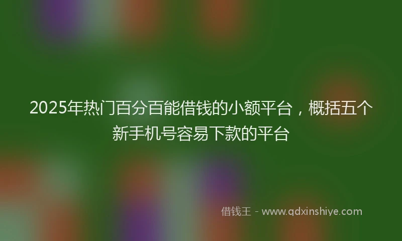 2025年热门百分百能借钱的小额平台，概括五个新手机号容易下款的平台