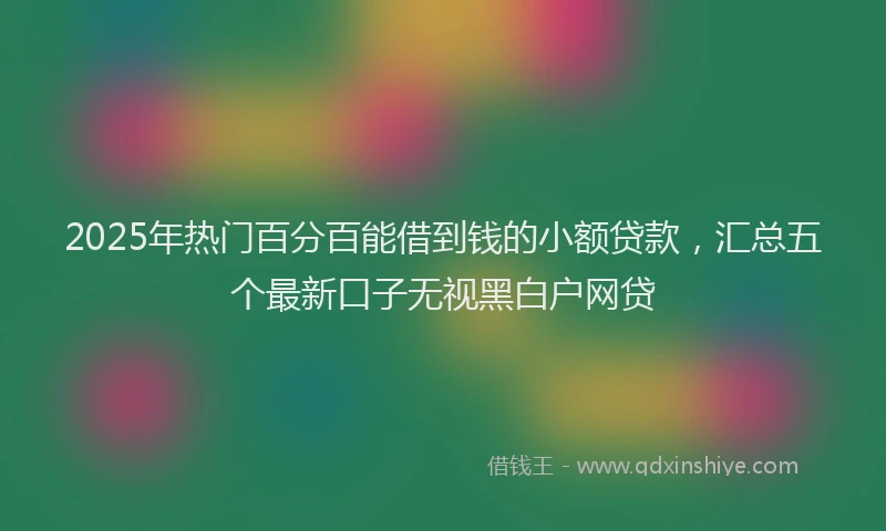 2025年热门百分百能借到钱的小额贷款，汇总五个最新口子无视黑白户网贷
