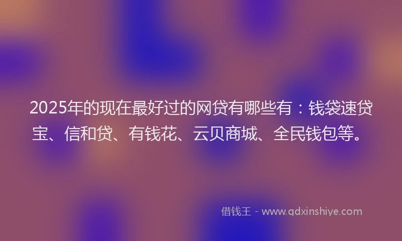 2025年的现在最好过的网贷有哪些有：钱袋速贷宝、信和贷、有钱花、云贝商城、全民钱包等。