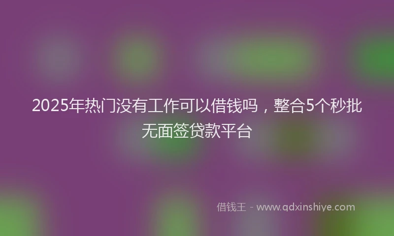 2025年热门没有工作可以借钱吗，整合5个秒批无面签贷款平台
