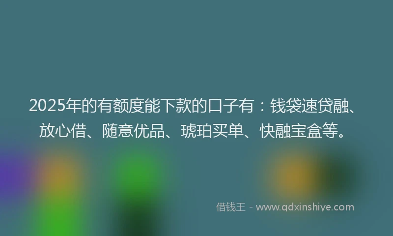 2025年的有额度能下款的口子有：钱袋速贷融、放心借、随意优品、琥珀买单、快融宝盒等。