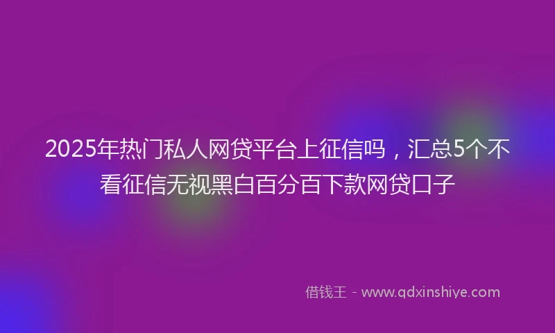 2025年热门私人网贷平台上征信吗，汇总5个不看征信无视黑白百分百下款网贷口子