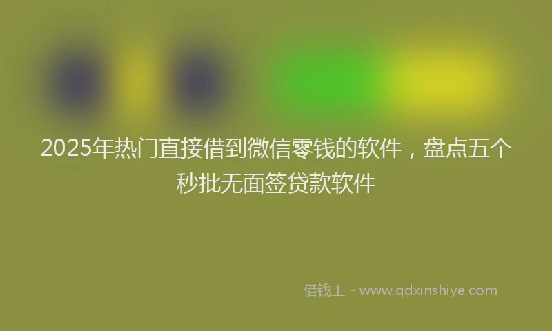 2025年热门直接借到微信零钱的软件，盘点五个秒批无面签贷款软件