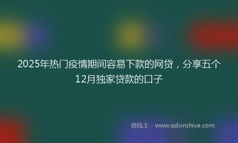 2025年热门疫情期间容易下款的网贷，分享五个12月独家贷款的口子