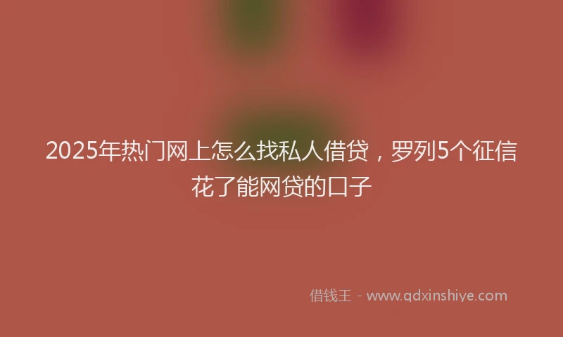 2025年热门网上怎么找私人借贷，罗列5个征信花了能网贷的口子