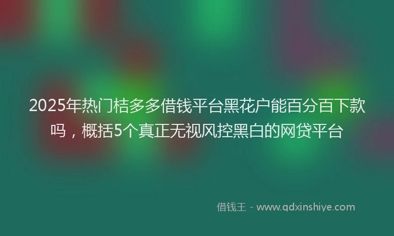 2025年热门桔多多借钱平台黑花户能百分百下款吗，概括5个真正无视风控黑白的网贷平台