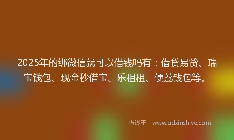 2025年的绑微信就可以借钱吗有：借贷易贷、瑞宝钱包、现金秒借宝、乐租租、便荔钱包等。