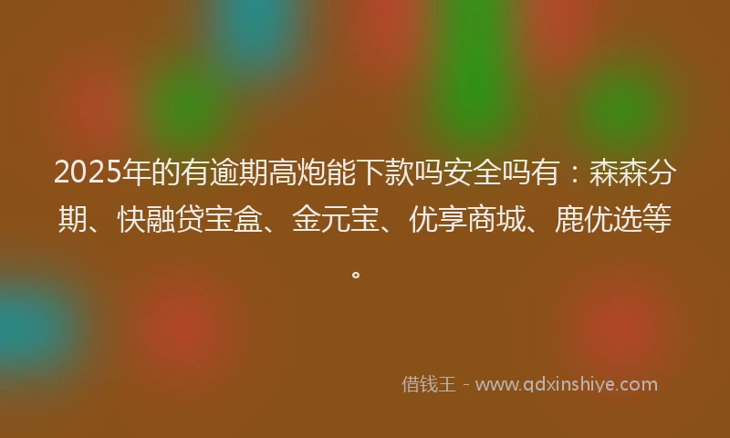 2025年的有逾期高炮能下款吗安全吗有：森森分期、快融贷宝盒、金元宝、优享商城、鹿优选等。