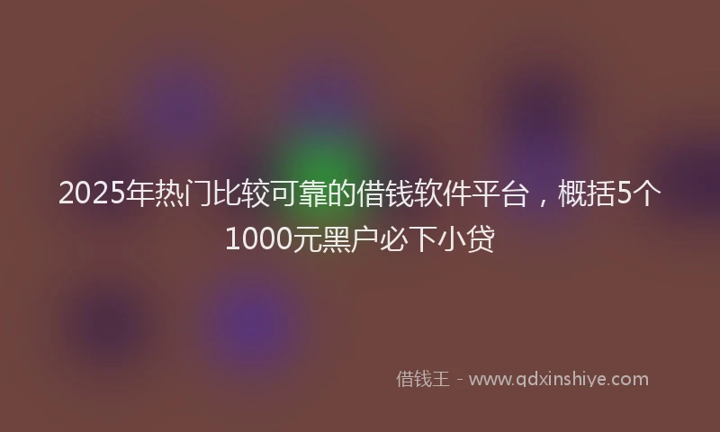 2025年热门比较可靠的借钱软件平台，概括5个1000元黑户必下小贷
