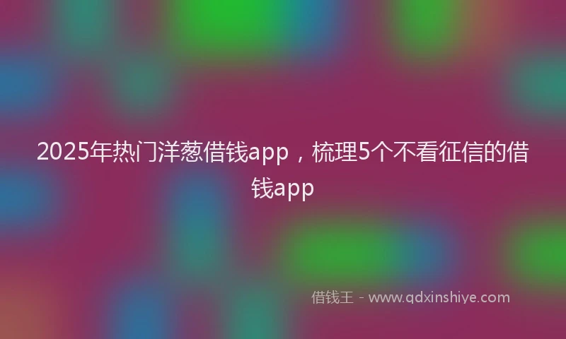 2025年热门洋葱借钱app，梳理5个不看征信的借钱app