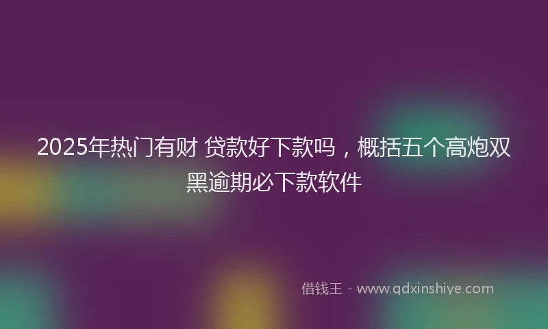 2025年热门有财 贷款好下款吗，概括五个高炮双黑逾期必下款软件