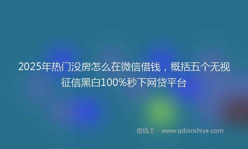 2025年热门没房怎么在微信借钱，概括五个无视征信黑白100%秒下网贷平台